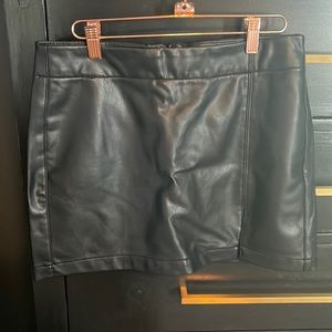 AE Black pleather mini skirt with side slit